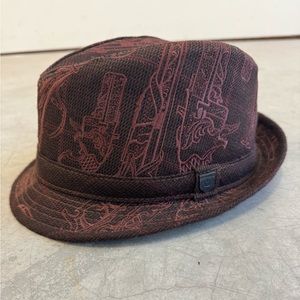 Men’s Brown Embroidered Fedora - Size Large
